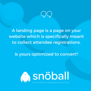 What is an event landing page?