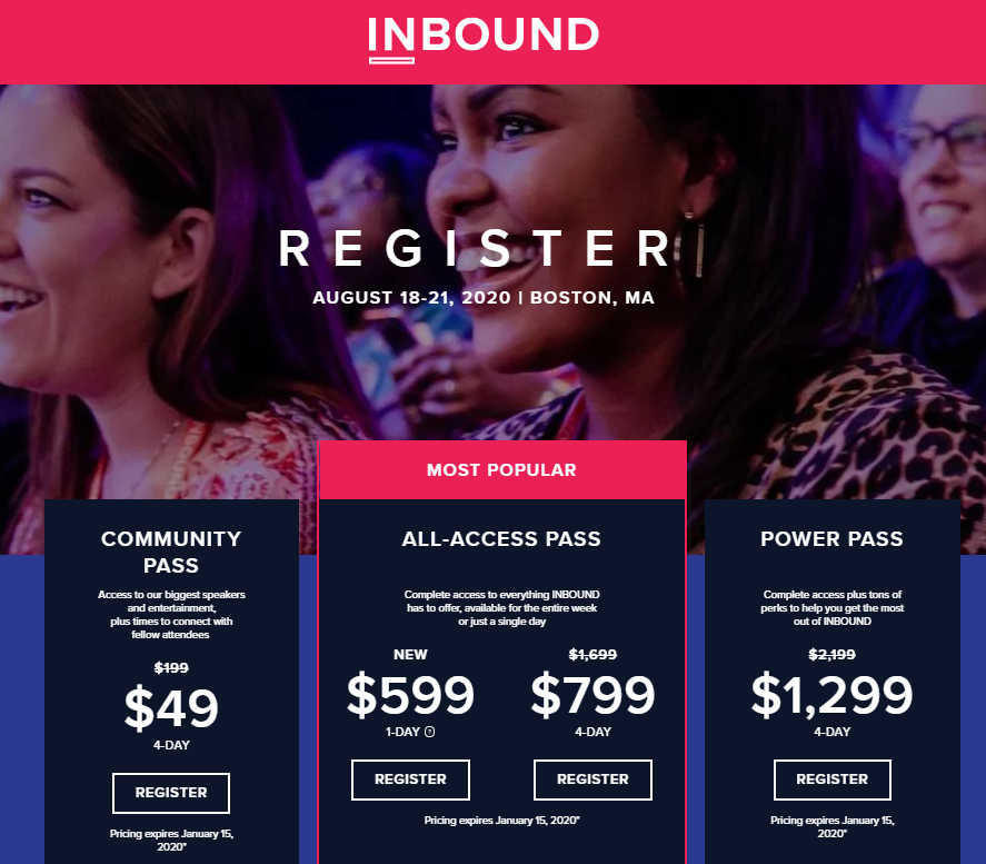 event landing page examples - Inbound