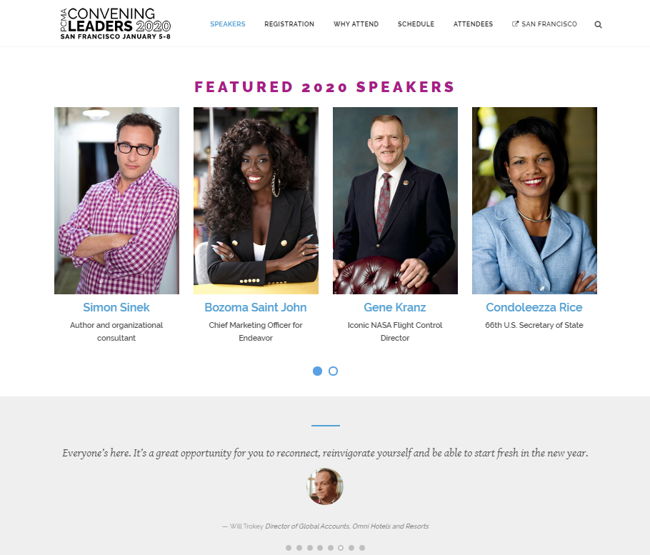 Event landing page examples - PCMA Convening Leaders