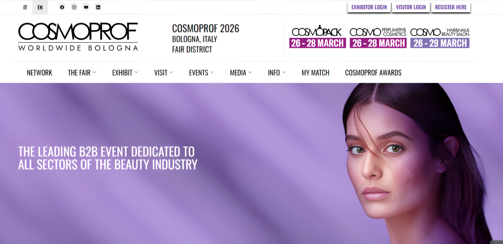 Cosmoprof Worldwide landing page
