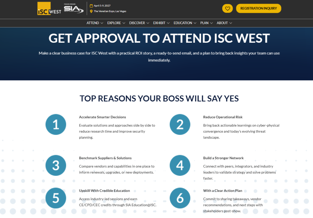 ISC West 2027 Convince Your Boss Page