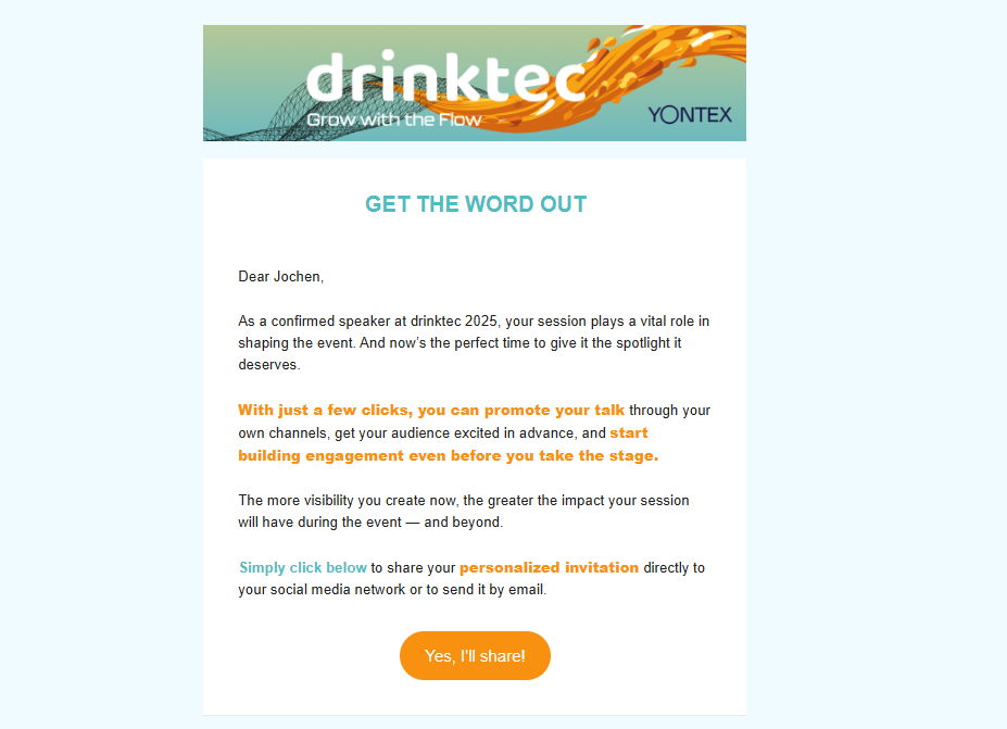 Drinktec Speaker invite