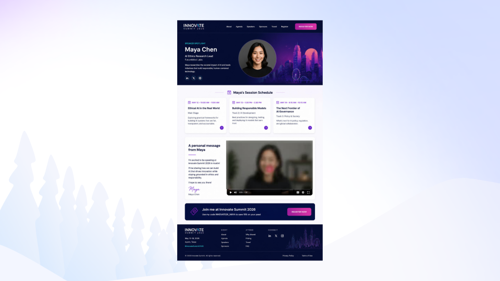 Personalized Speaker Landing Page
